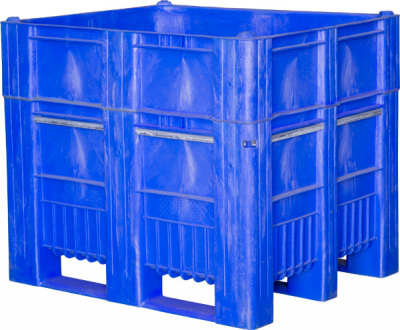 BoxPallet 1200х1000х1035 мм сплошной на полозьях синий