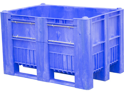 BoxPallet 1200х800х740 мм сплошной с верхней дверцей синий