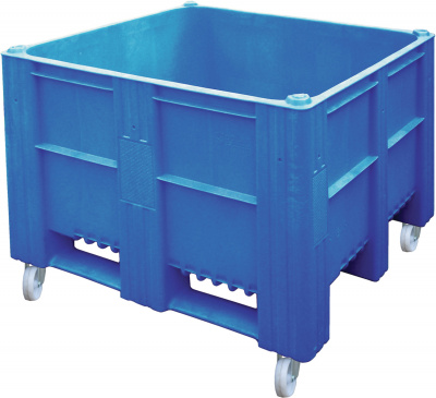 BoxPallet 1200х1000х900 мм сплошной на колесах синий