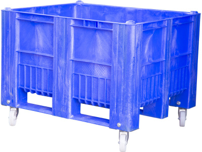 BoxPallet 1200х1000х900 мм сплошной на колесах синий