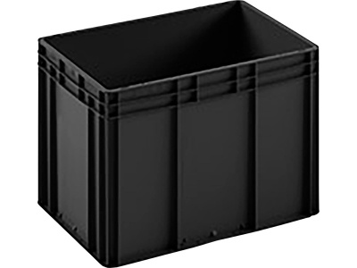 Ящик п/п 600х400х420 сплошной, гладкое дно, закрытые ручки, Черный