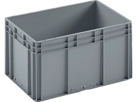 Ящик п/п 600х400х320 сплошной, гладкое дно, закрытые ручки, Серый