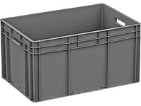 Ящик п/п 600х400х320 сплошной, гладкое дно, открытые ручки, Серый