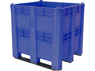 BoxPallet 1300х1150х1250 сплошной, на 3 полозьях цв. синий