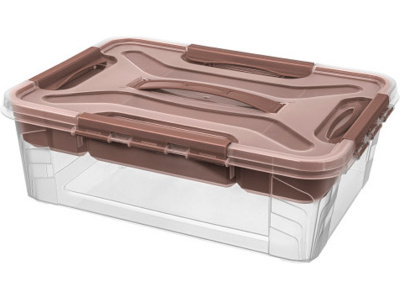 Ящик п/п GRAND BOX 390х290х124 10 л для хран. с крышк. с замком и вставкой-органайзером цв. коричнев