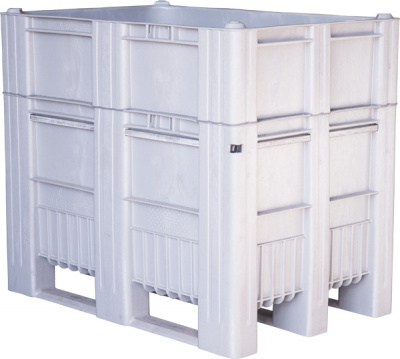 BoxPallet 1200х800х1035 сплошной, на полозьях цв. серый