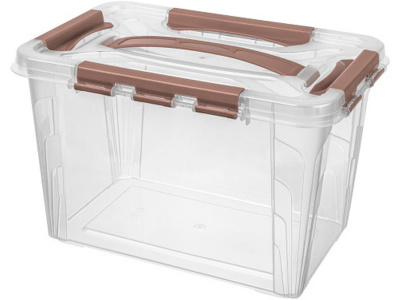 Ящик GRAND BOX 290х190х180 6,65 л для хранения с крышкой с замками цв. коричневый