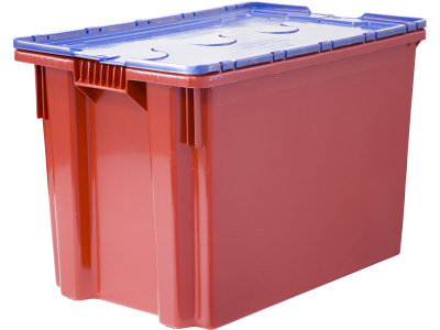 Ящик п/э 600х400х400 Safe PRO сплошной, цв. красный с синей крышкой