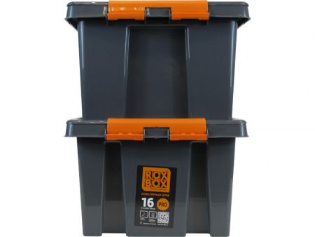 Ящик п/п 415х300х190 мм с крышкой и клипсами PRO, цв. антрацит