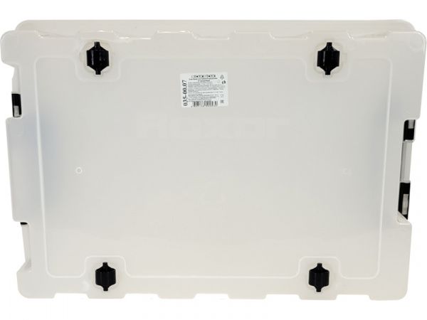 Ящик п/п 580х390х180 мм с крышкой и клипсами, на роликах, прозрачный