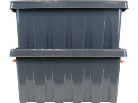 Ящик п/п 415х300х190 мм с крышкой и клипсами PRO, цв. антрацит