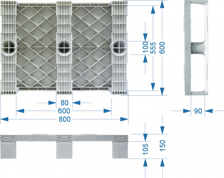 Пластиковый&nbspполуподдон 800x600x150 мм