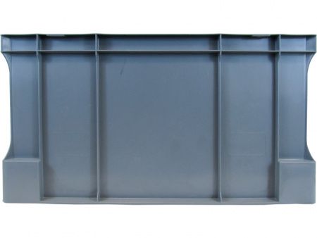 Ящик п/п 600х400х330 сплошной, с вырезом и ручкой цв. серый