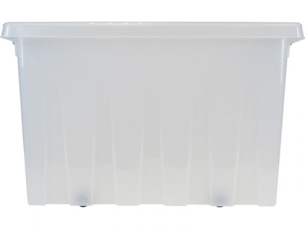 Ящик 580х390х350 мм с крышкой и клипсами, на роликах, прозрачный, арт.: Rox Box 70