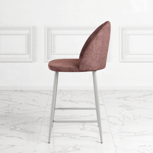 Полубарный стул Лурди с мягким сиденьем коричневый, ткань Velvet Lux