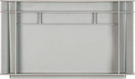 Ящик п/п 400х300х175 сплошной, с ручками, гладкое дно, серый B-4316