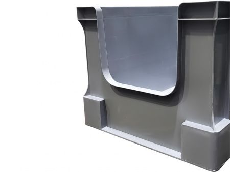 Ящик п/п 600х400х330 сплошной, с вырезом и ручкой цв. серый