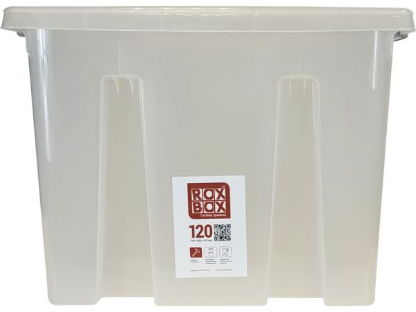 Ящик п/п 740х565х400 мм с крышкой и клипсами, на роликах, прозрачный