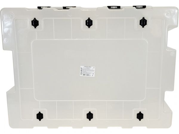 Ящик п/п 740х565х400 мм с крышкой и клипсами, на роликах, прозрачный